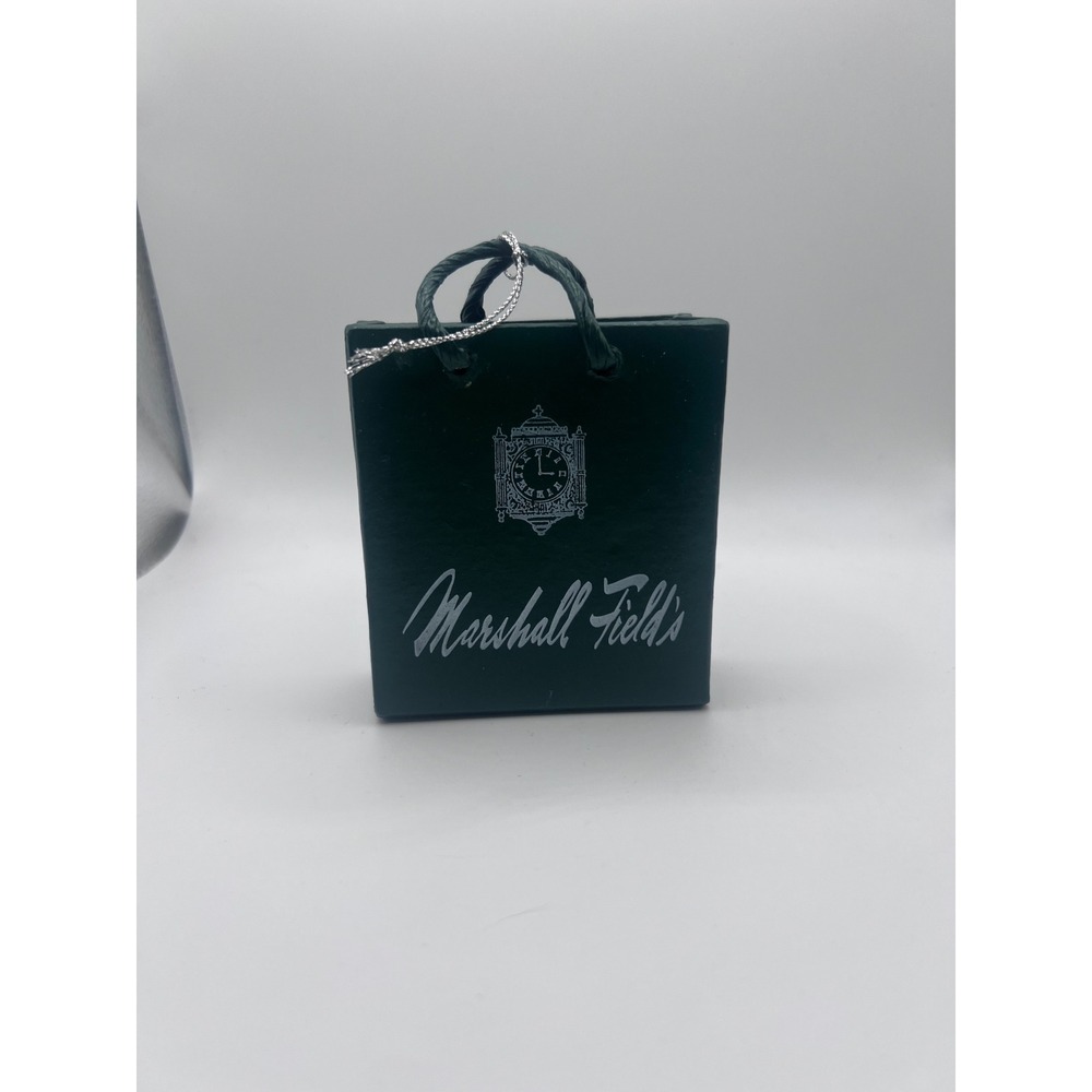 VTG Marshall‎ Field's Green Shopping Bag Christmas Ornament Chicago Dept Store